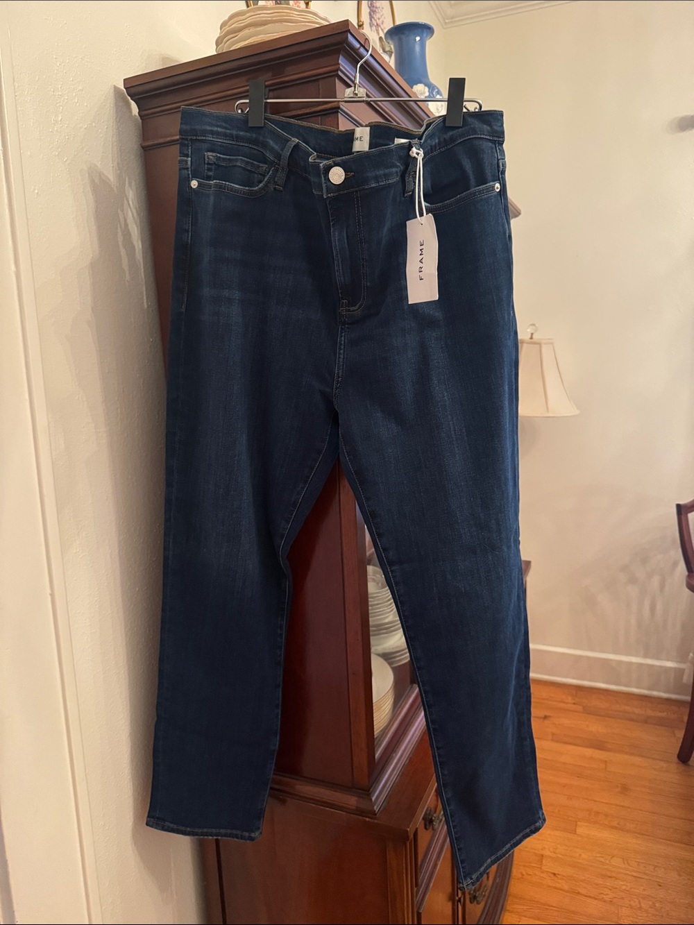 FRAME Dark Wash Straight Leg Jeans